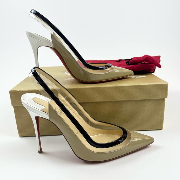 Christian Louboutin Paulina Slingback Pump PVC Nude pointed 100mm Toe 37 US 7 - Picture 13 of 13